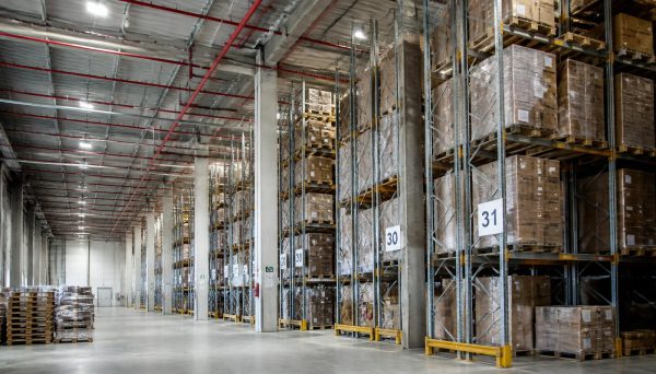 Warehouse requiring fire protection for stored goods