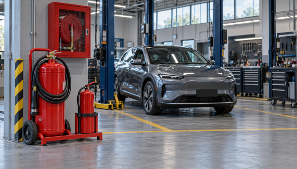 EV workshop fire safety for electric vehicle battery fires